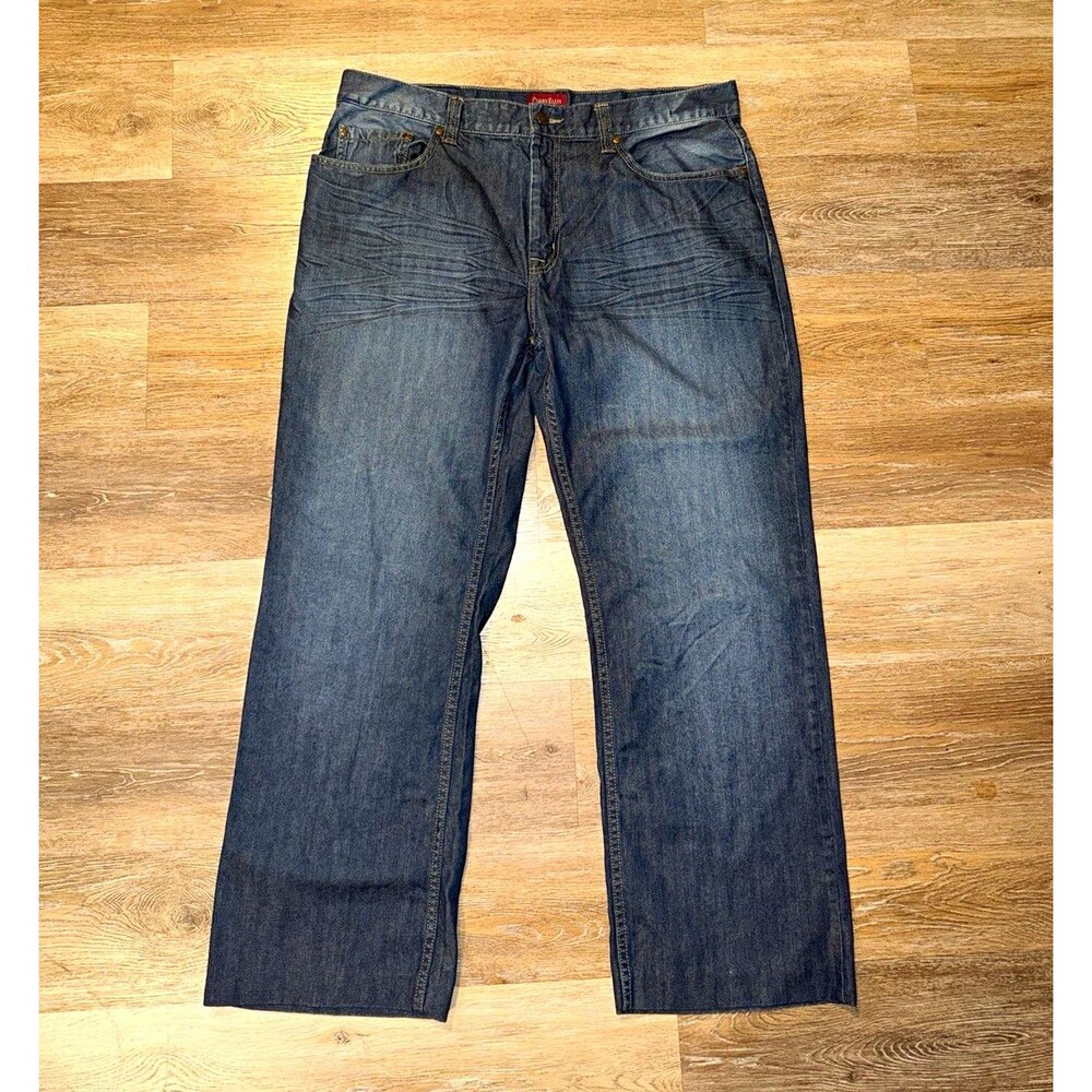 Perry Ellis Men's Blue Medium Wash Straight Regular Fit Denim Jeans 38x32 SKU-54